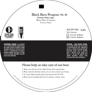 Black Barn Program No. 39 Smoked Helles Lager February 2023