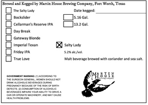 Martin House Brewing Company Salty Lady February 2023