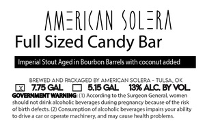 American Solera Full Sized Candy Bar