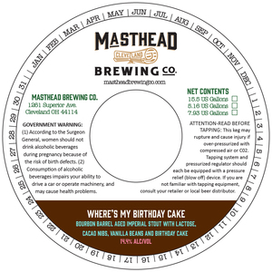 Masthead Brewing Co. Where's My Birthday Cake February 2023
