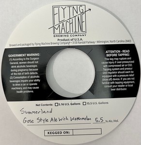 Flying Machine Brewing Company Summerland Gose Style Ale With Watermelon February 2023