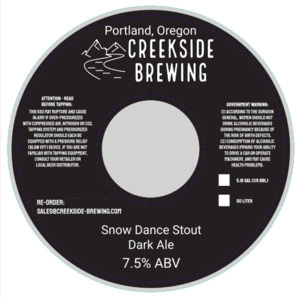 Creekside Brewing Snow Dance Stout February 2023