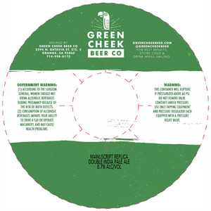Green Cheek Beer Co Manuscript Replica