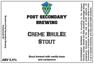 Post Secondary Brewing Creme Brulee Stout February 2023