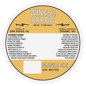 Wings & Arrow Beer Company Blonde Ale