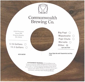 Commonwealth Brewing Co Surf Like A Girl February 2023