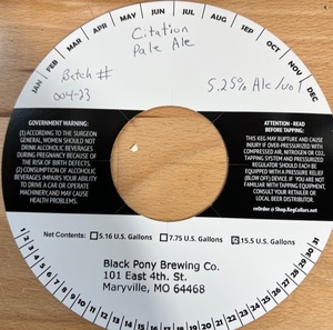 Black Pony Brewing Co Citation Pale Ale February 2023