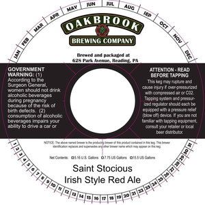 Oakbrook Brewing Company Saint Stocious Irish Style Red Ale