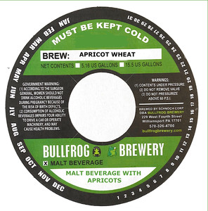 Bullfrog Brewery Apricot Wheat March 2023