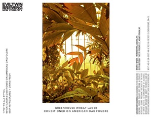 Evil Twin Brewing New York City Greenhouse Wheat Lager - Conditioned On American Oak Foudre March 2023