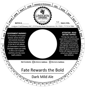 Lindgren Craft Brewery Inc Fate Rewards The Bold March 2023