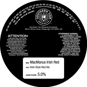 Southern Tier Brewing Company Macmanus Irish Red March 2023