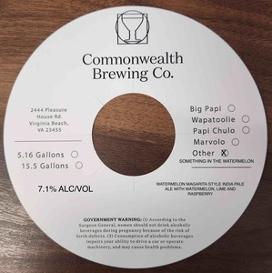 Commonwealth Brewing Co Something In The Watermelon March 2023