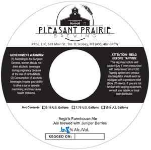 Pleasant Prairie Brewing Aegir's Farmhouse Ale March 2023