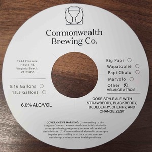 Commonwealth Brewing Co Melange A Trois March 2023