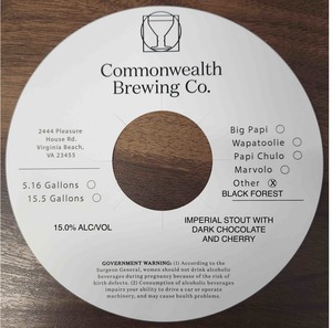 Commonwealth Brewing Co Black Forest March 2023