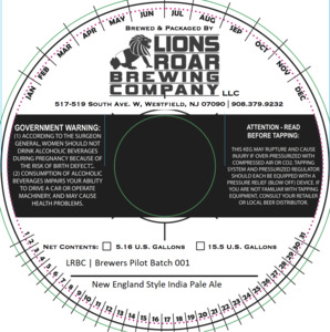 Lions Roar Brewing Company Lrbc Brewers Pilot Batch 001 March 2023