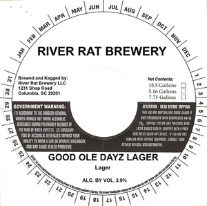 River Rat Brewery Good Ole Dayz Lager March 2023