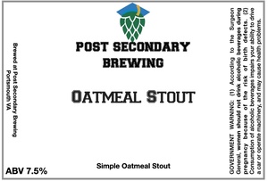 Post Secondary Brewing Oatmeal Stout March 2023