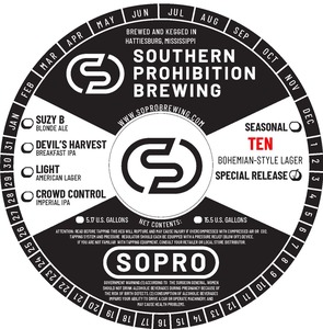 Southern Prohibition Brewing Ten March 2023