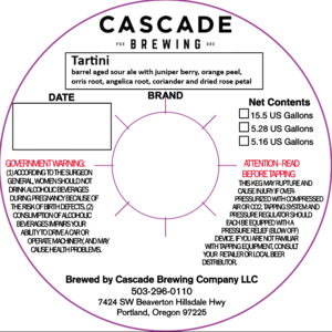 Cascade Brewing Tartini April 2023