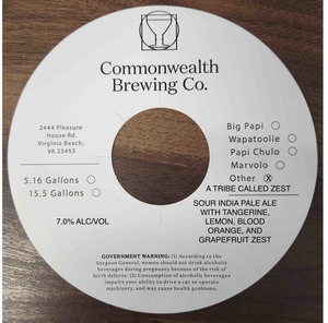 Commonwealth Brewing Co A Tribe Called Zest April 2023