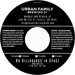 Urban Family Brewing Co. No Billboards In Space April 2023