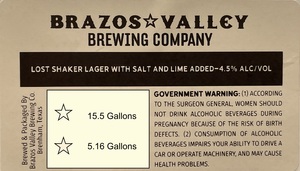 Brazos Valley Brewing Company Lost Shaker Lager With Salt And Lime Added
