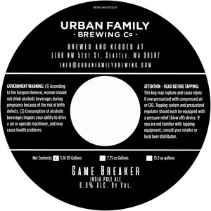 Urban Family Brewing Co. Game Breaker April 2023