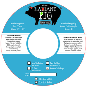 Radiant Pig Craft Beers Mexican Style Lager April 2023