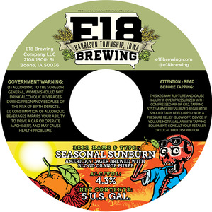 E18 Brewing Company Seasonal Sunburn April 2023