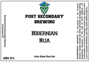 Post Secondary Brewing Hibernian Rua April 2023