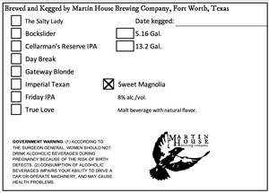 Martin House Brewing Company Sweet Magnolia April 2023
