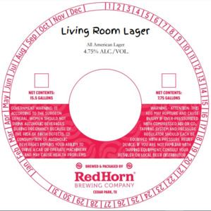 Red Horn Brewing Company Living Room Lager April 2023