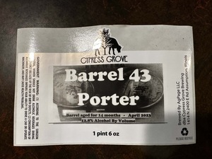 Cypress Grove Brewing Barrel 43 Porter April 2023