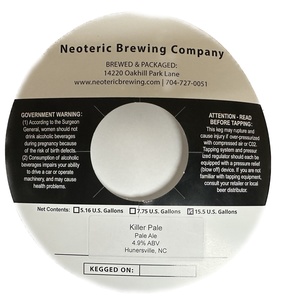 Neoteric Brewing Company Killer Pale April 2023