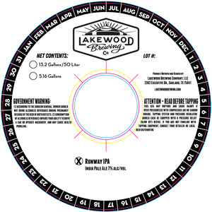 Lakewood Brewing Company Runway IPA April 2023