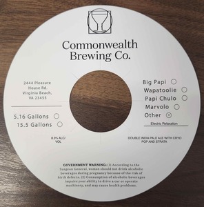 Commonwealth Brewing Co Electric Relaxation April 2023