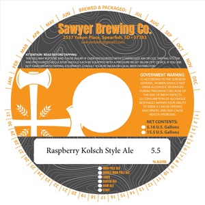 Sawyer Brewing Co Raspberry Kolsch Style Ale April 2023