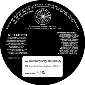 Southern Tier Brewing Company Strawberry Stage Dive Shandy April 2023