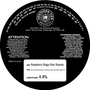 Southern Tier Brewing Company Raspberry Stage Dive Shandy April 2023