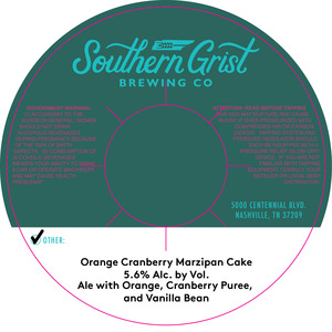 Southern Grist Brewing Co Orange Cranberry Marzipan Cake