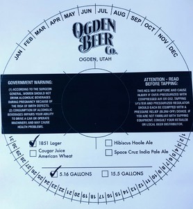 Ogden Beer Company 1851 Lager May 2023
