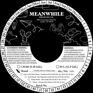 Meanwhile Brewing Co. Friendly Advice Hoppy Lager May 2023