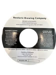 Neoteric Brewing Company Cantina Kickback May 2023