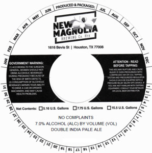 New Magnolia Brewing Co. No Complaints May 2023