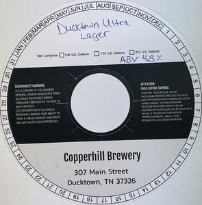 Copperhill Brewery Ducktown Ultra Lager May 2023