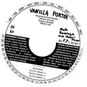 Saugatuck Brewing Company Vanilla Porter June 2023