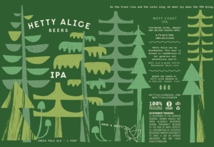 Hetty Alice Beers West Coast IPA March 2024