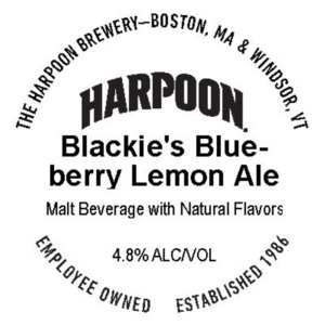 Harpoon Blackie's Blueberry Lemon Ale March 2024